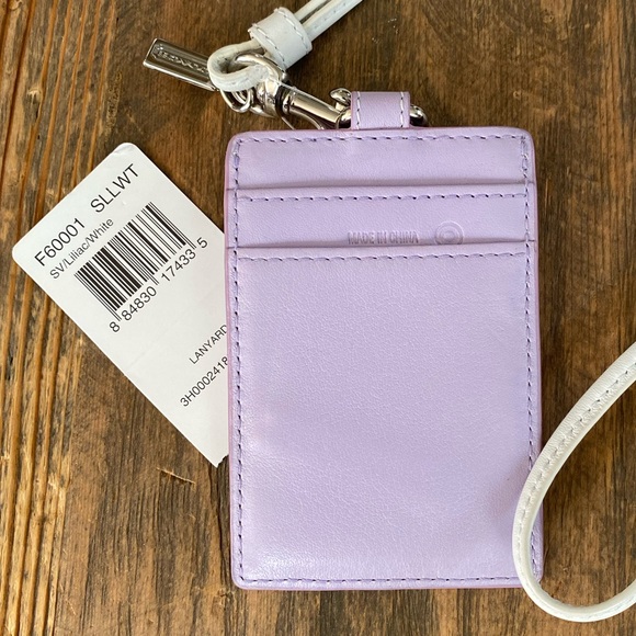 Coach Accessories - NWT Coach ID Lanyard Card Holder Case Purple Leather Lilac White